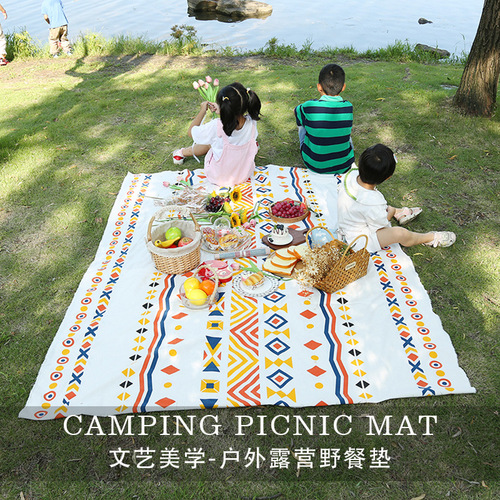 Bohemian ethnic style picnic mat camping spring outing beach dustproof mat coffee plaid outdoor lawn mat