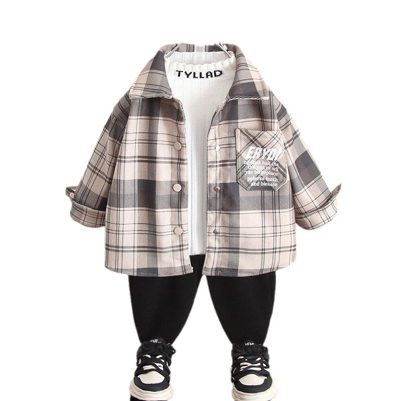 6580 camisa de niño más terciopelo otoño e invierno camisa de terciopelo de una pieza para niños de manga larga 2025 nuevo abrigo grueso para bebé