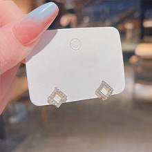 唯华韩国版几何状形五角星银耳钉 女士 镶钻锆石气质圆形银耳饰品