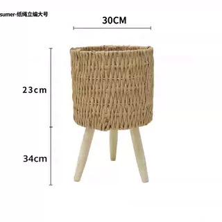 Cesta de Flores Decorativa Tejida a Mano de Cuerda de Papel para Sala de Estar y Oficina image 19