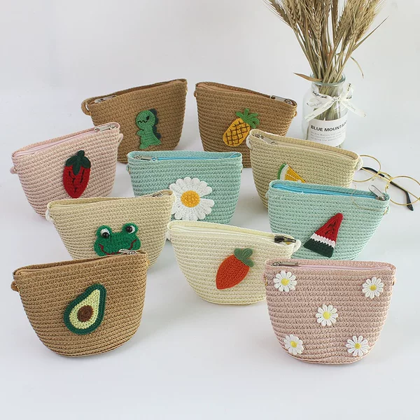Children's Crossbody Bag, Straw Woven Coin Purse, Small Bag, Cute Princess Fashion Phone Bag for Girls, Stylish Wallet for Girls