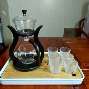 创意宫灯玻璃茶具半全自动懒人冲茶器泡茶壶盖碗功夫茶杯套装家用