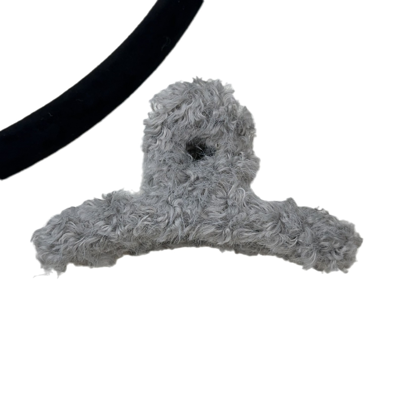 Forcina per capelli in peluche grigio autunnale e invernale temperamento di grandi dimensioni clip stile pigro forcina per capelli squalo clip forcina accessori per capelli_voghion.com