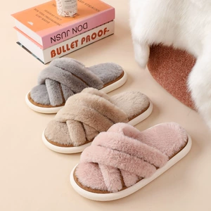 Women's EVA Plush Slippers for Home, Breathable, Warm and Non-Slip