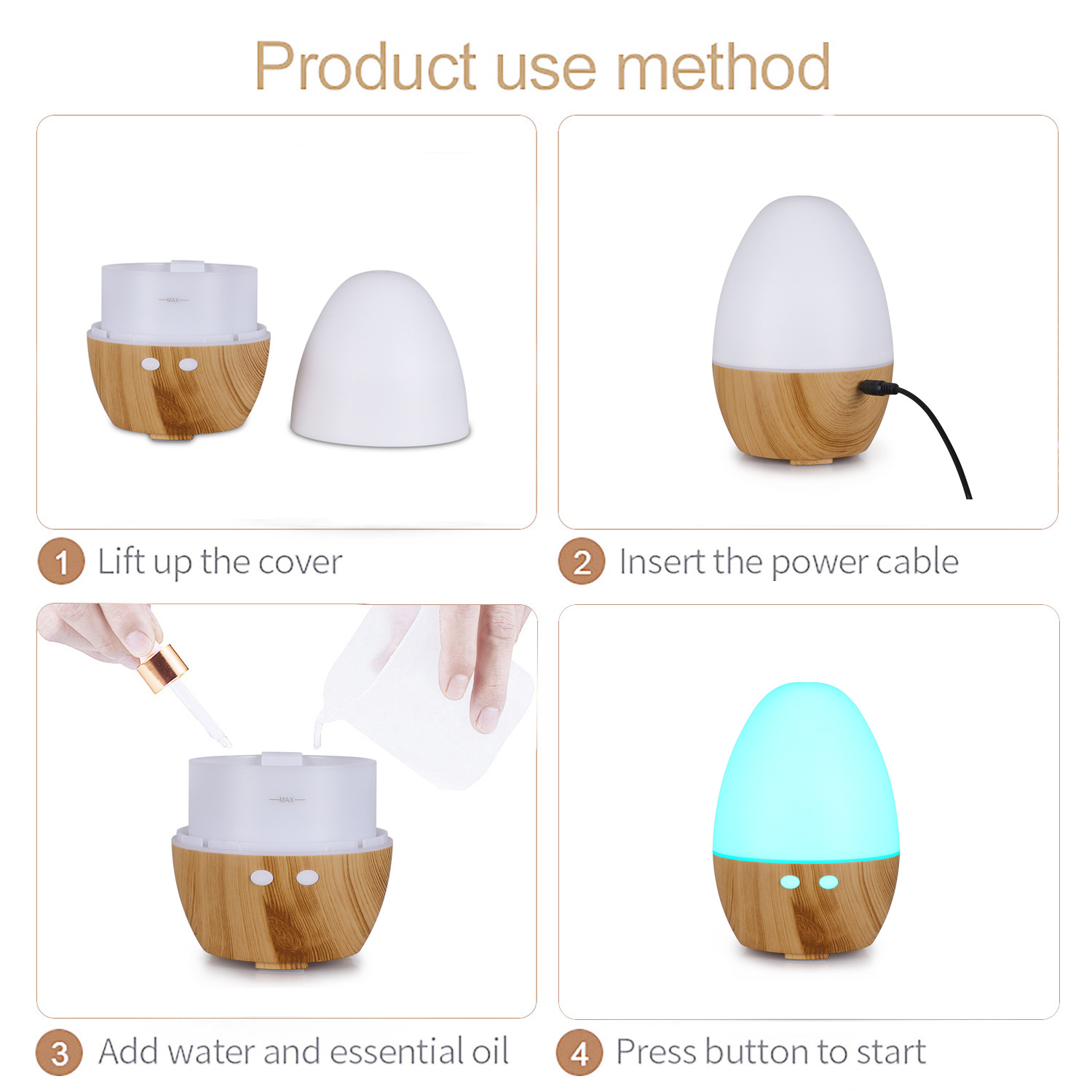 Fábrica de origen al por mayor 130ml huevo colorido lámpara de noche de escritorio de oficina en el hogar aceites esenciales aromáticos regalos creativos transfronterizos