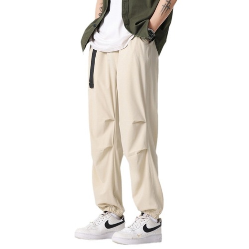 Live Streaming Bestselling Ice-Silk Casual Pants for Men, Thin, Loose, Sporty, Youth Ice Sensation Ankle Pants, Comfortable Paratrooper Pants