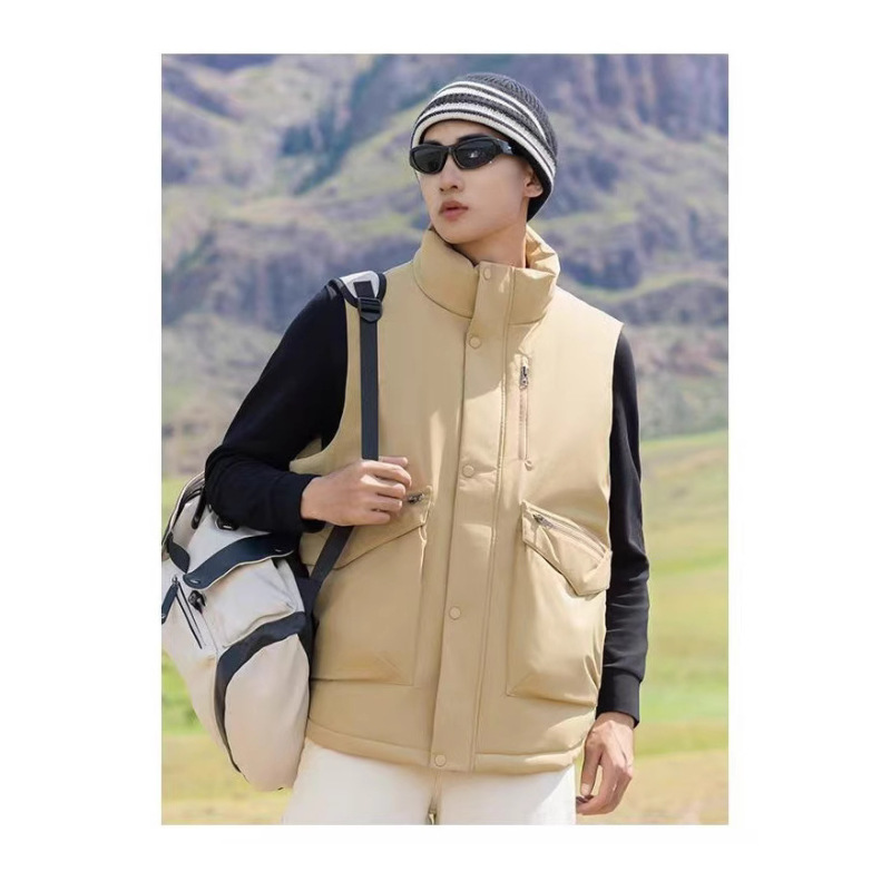 Down Vest Men's Autumn and Winter White Duck Down Thickened Warm Crock Jacket Custom Work Clothes Fashionable plus size Vest for Women