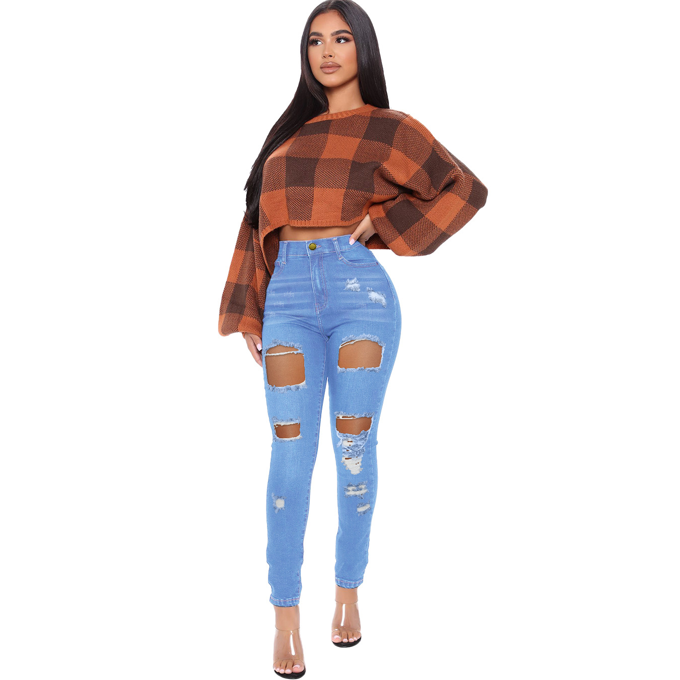 ripped slim jeans nihaostyles wholesale clothes NSWL91721