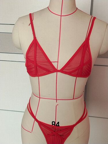 Foreign trade European and American sexy lingerie women's mesh transparent strap bra and underwear three-point set dropshipping