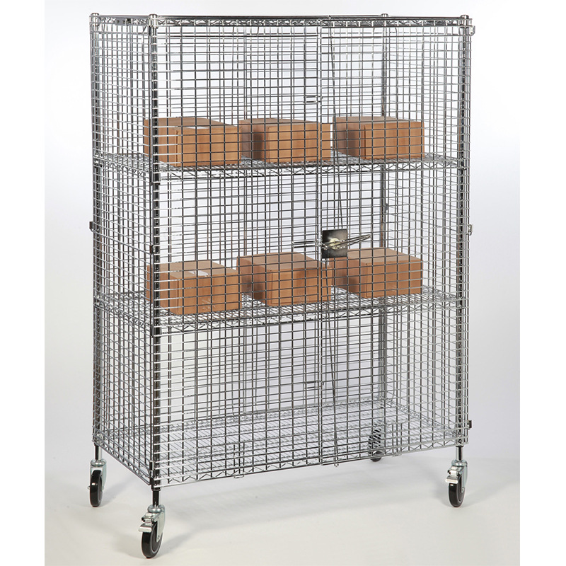 镀铬线网货架不锈钢防静电围网车物流货架周转车防静电四层围网