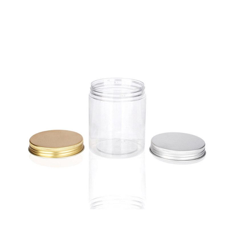 Suministro directo de fábrica a juego 150ml botella de boca ancha transparente PET botella de crema de plástico botella de crema cubierta de aluminio botella vacía en stock