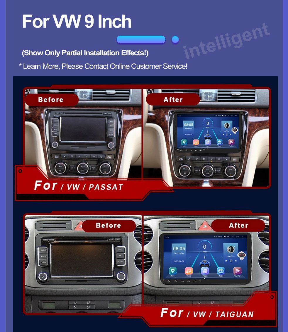9 inch Volkswagen dedicated Android car navigator GPS Bluetooth HD large screen reversing image wireless carplay