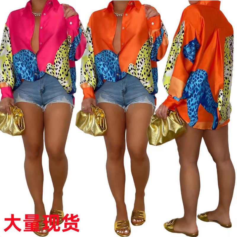 2026 Cross-Border European and American Women's Clothing Amazon New Leopard Print Buttoned Shirt Dress for Women