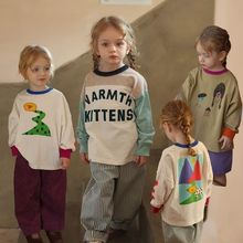 女童日系棉质卡通贴布长袖T恤宝宝幼儿园秋季新款洋气上衣