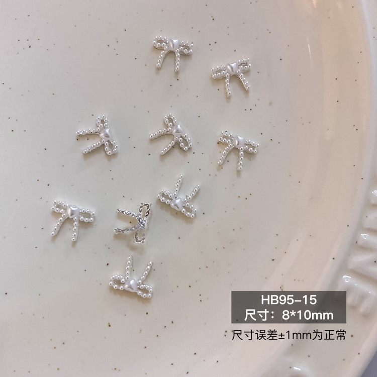 新款芭蕾风珍珠蝴蝶结饰品镶钻珍珠飘带百搭法式立体彩色领结|undefined