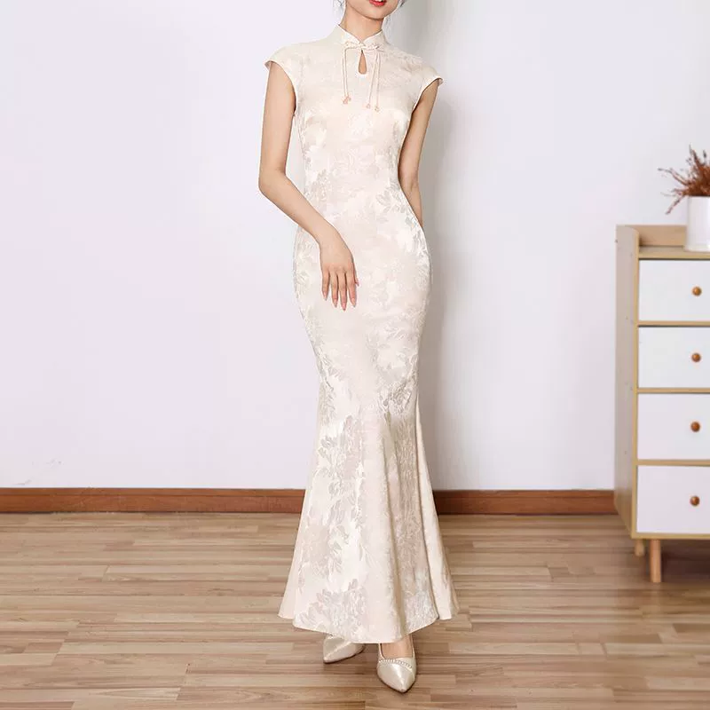 Summer cheongsam, retro dress drop-shaped, fish tail