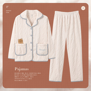 Couple's Pajamas Winter Coral Fleece Thickened fleece-lined Home Clothes Women's Flannel Cartoon Men's suit