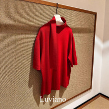 深圳南油2025秋冬新款小众淑女百搭飘带五分袖羊毛针织衫毛衣