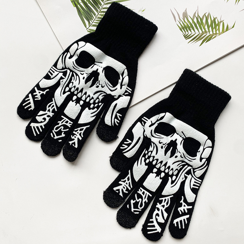 亚马逊欧美跨境夜光骷髅头骨爪手套万圣节发光手套Skull Gloves|undefined