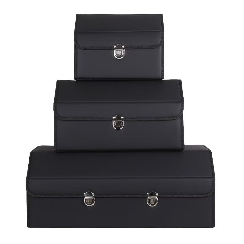 Car trunk storage box, in-car organizer, leather multifunctional folding storage box, car storage and organizing box