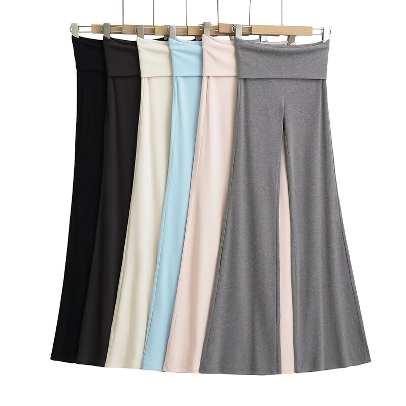 Tall Women's Yoga Pants with Drape Effect for Autumn, Slim Fit, Cuffed Waist, Versatile, Slimming, Flared, Floor-Length Pants