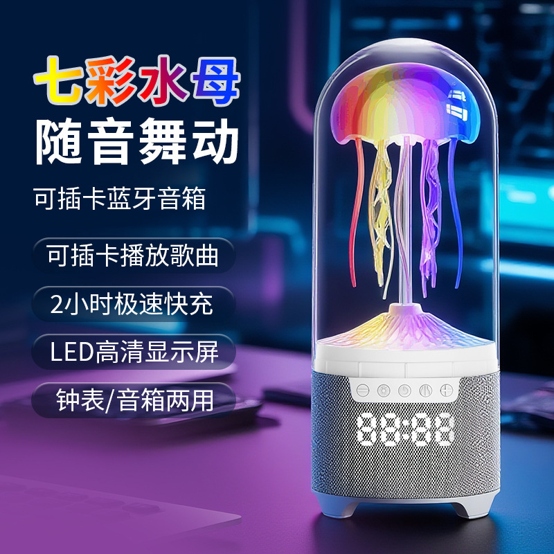 新款跨境水母蓝牙音响 迷你便携七彩灯便携式音响智能摆件礼品|undefined