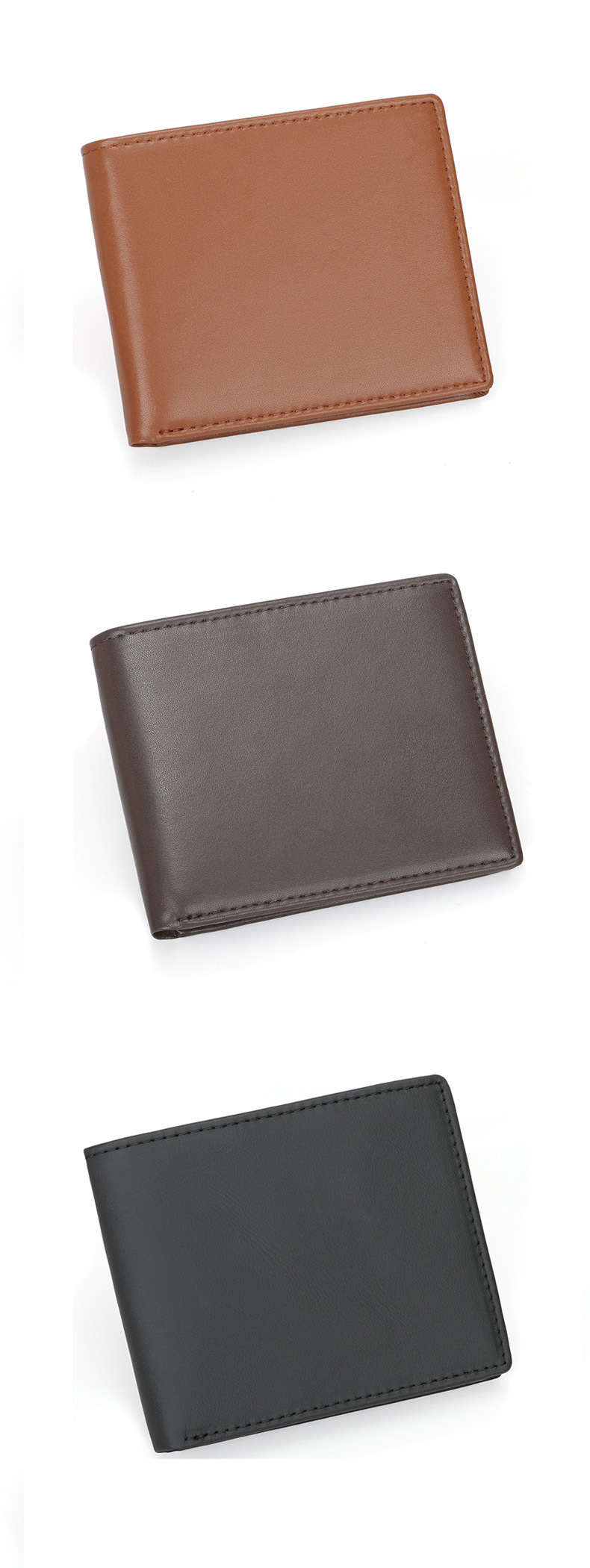 36g Weight Polyester Lining Material Flip Cover Closure Type Men's Solid Color Genuine Leather Flip Cover Small Wallets