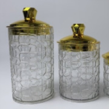 Nuevo conjunto de latas de azúcar transparente estampado de oro de tres piezas, recipiente de almacenamiento de plástico, caja de almacenamiento, embalaje general de bocadillos, otros image 4
