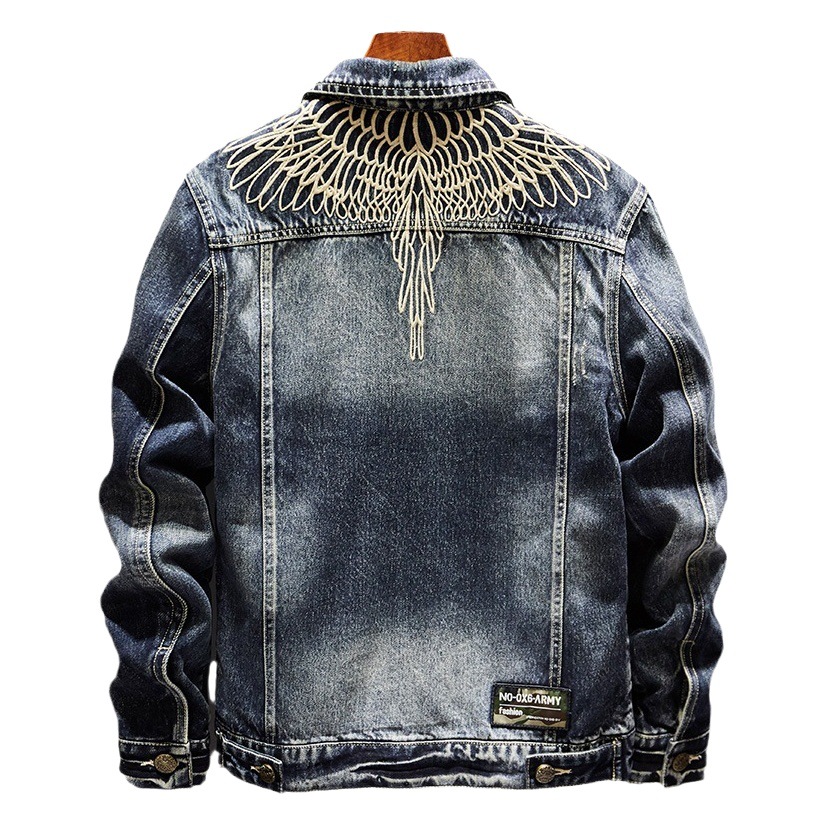 Chaqueta vaquera clásica de marca europea y americana, de alta gama, sencilla, informal, bordada, para hombre, nueva colección de otoño, ajustada, moderna y retro.
