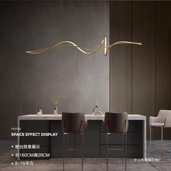 All copper minimalist restaurant chandelier modern simple light luxury dining table bar lamp creative personality new designer chandelier