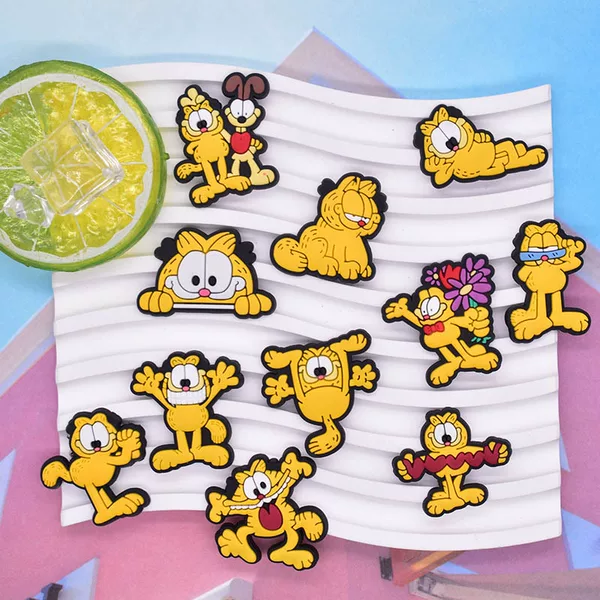 Cross-Border Garfield Cartoon Pvc Soft Stickers Phone Case Refrigerator Magnet Luggage Brooch Accessories DIY Jewelry Accessories