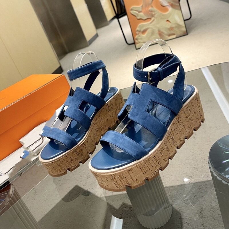 2024 Platform Sandals Women's Roman Style High Heel Sandals Genuine Leather Women's Shoes Daily Open Toe Summer High Heels Trendy Street Shoes