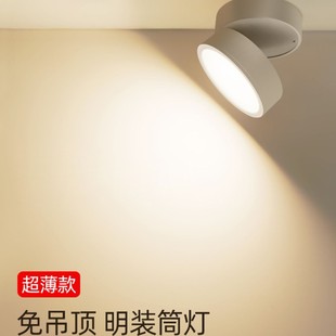 Downlight led surface mounted rotating adjustable ceiling spotlight bedroom living room round anti-glare white eye protection shop spotlight