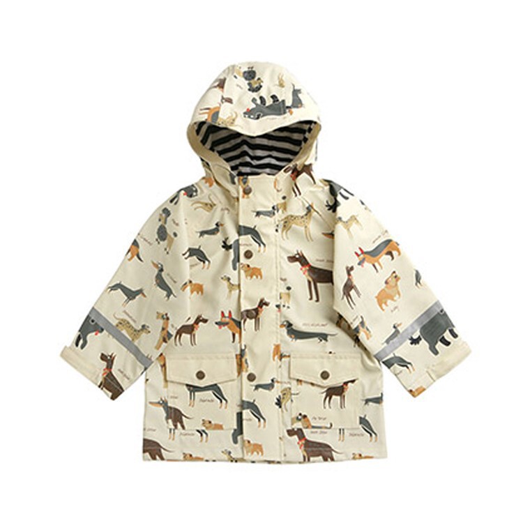 Cross-Border Kidsren's Rainoutwear Pu Printed Waterproof Windbreaker with Cotton Lining Warm Jacket Cross-Border Kidsren's Leather Rainoutwear