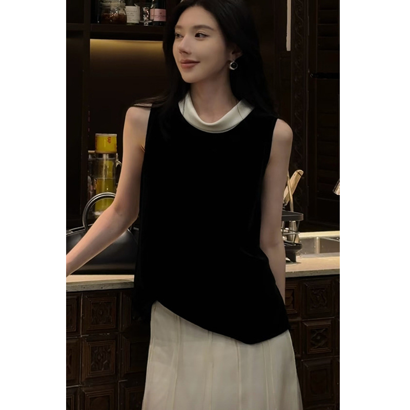Shenzhen Nanyou's New Summer Style 100% Mulberry Silk Velvet Color-Blocked Blouse, Ice Silk Cool Shirt, Non-Returnable and Non-Exchangeable