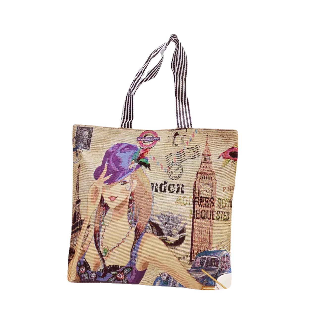 Fashionable shopping bag, cloth bag, demi-season one-shoulder bag, with embroidery 5
