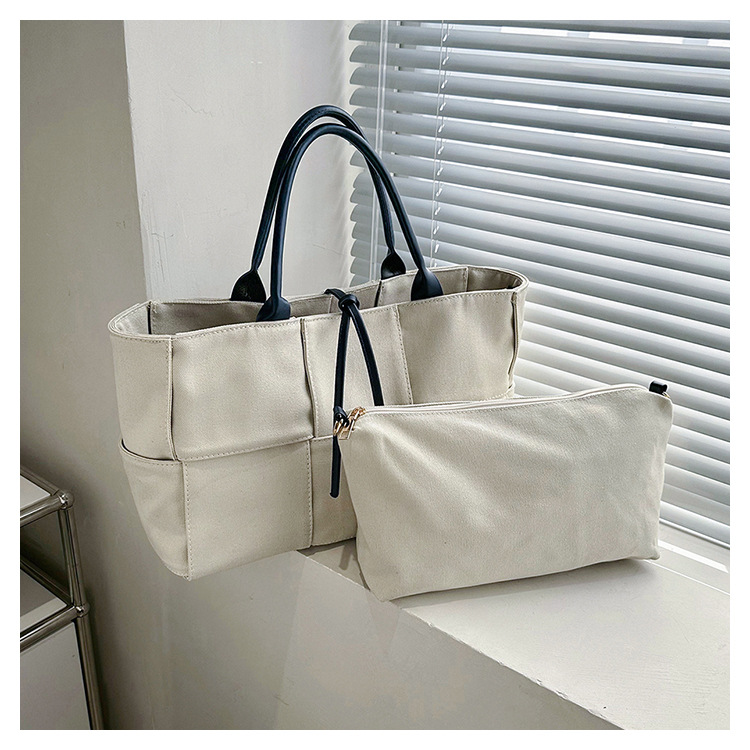 Bolso tejido de la lona de las mujeres 2023 nueva moda europea y americana 2-piece set bolso de mano de alta calidad del hombro