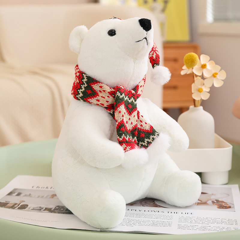 Adorable Navidad oso polar juguete muñeca marioneta muñeca de tela abrazar oso regalo infantil transfronterizo