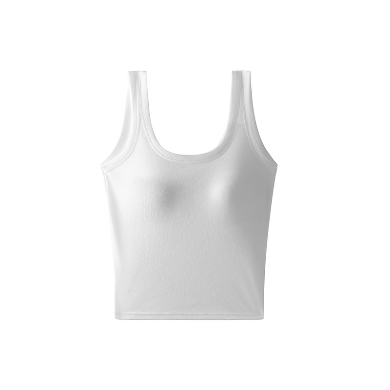 女性用の幅広肩Uネック純綿ボトムベスト、ワンピース固定カップアウターウェア、ブラジャーなしのスリムなノースリーブトップ|undefined
