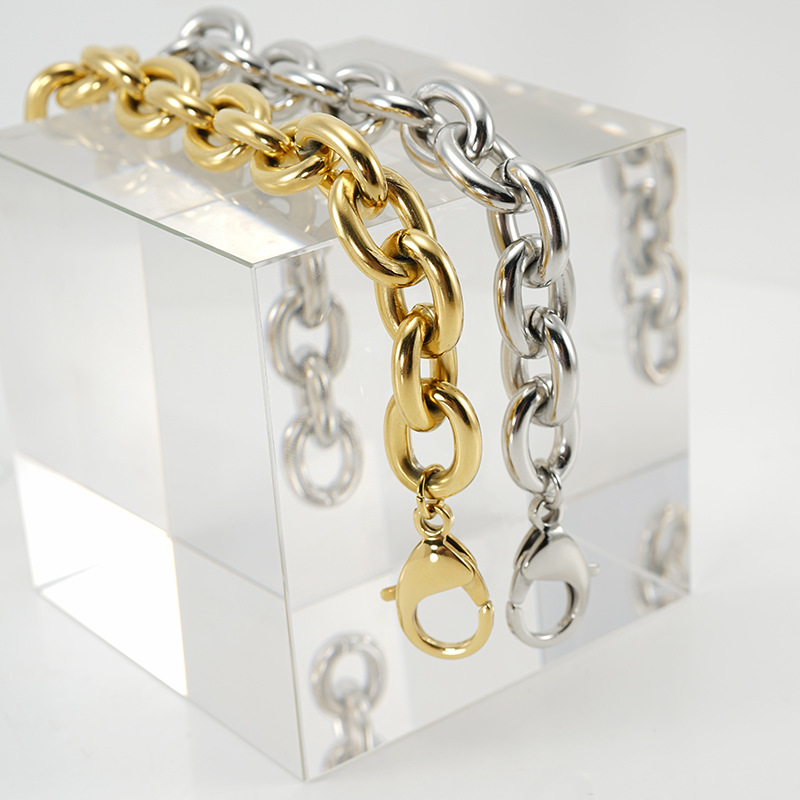 Bracelets Classification 304 Stainless Steel Chain Material Fashion Geometric Stainless Steel Plating Men's Bracelets