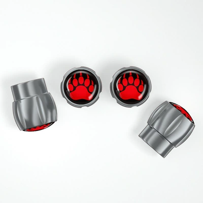 Other Automotive Exterior Supplies: Footprint Valve Cap Decorative Protective - gray-metal-red-bear-claw-a-set-of-4