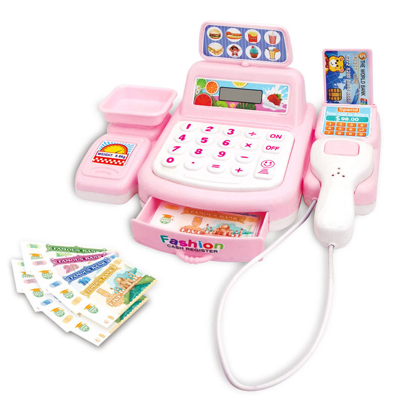 Juguete de simulación para niños, caja registradora de supermercado, juego de frutas, verduras y dulces, mini tienda de conveniencia, modelo de mostrador de pago
