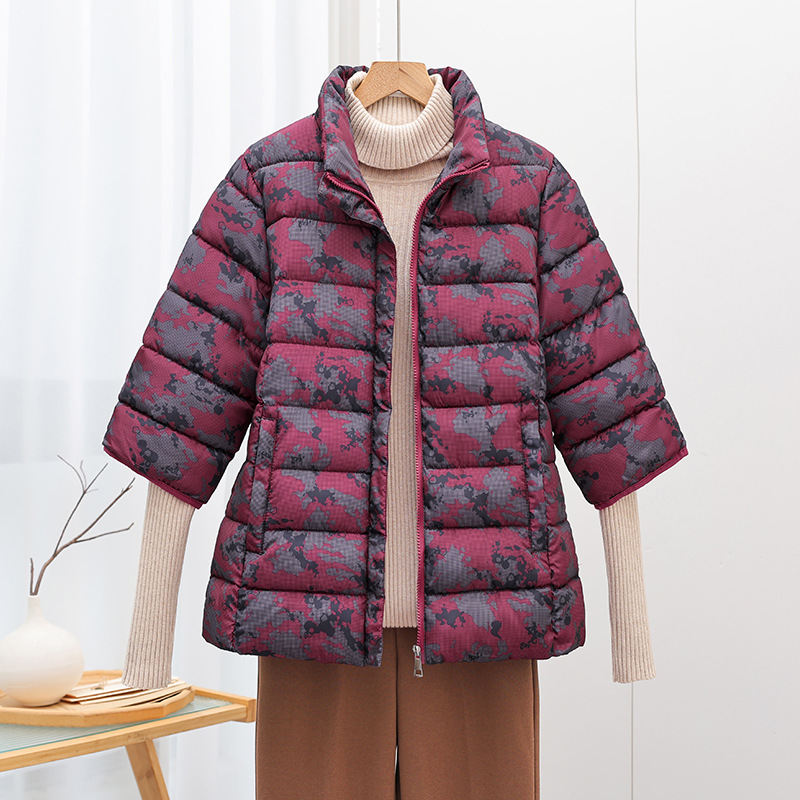 Middle-Aged and Elderly Women's Short-Sleeved Vest Winter New Thickeneded down Cotton Jacket Mother's Wear Pure Color Warm Vest