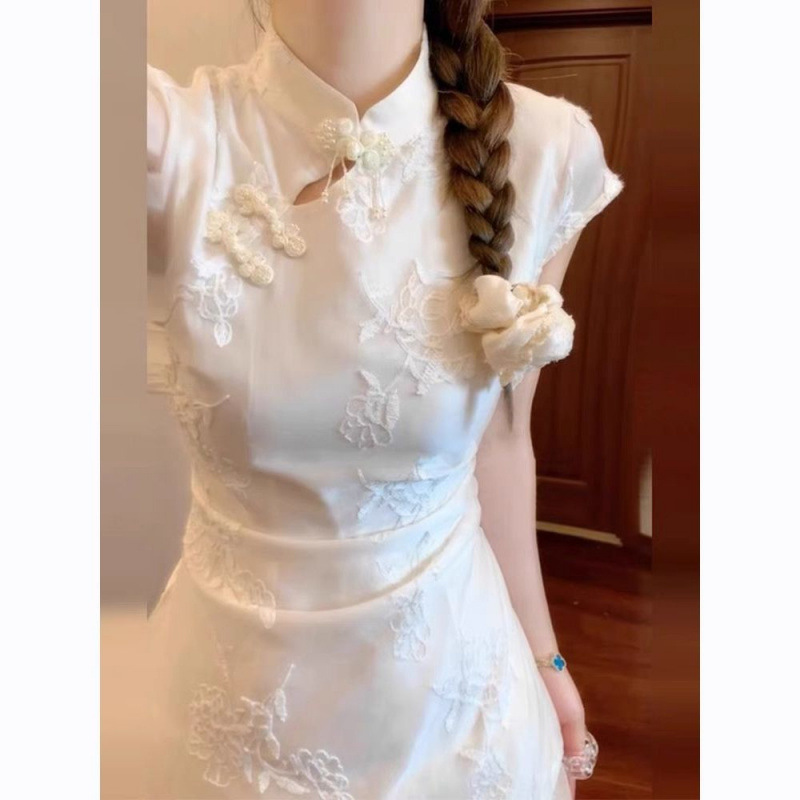 新中式国风改良旗袍连衣裙高级感年轻少女款气质轻奢收腰礼服长裙