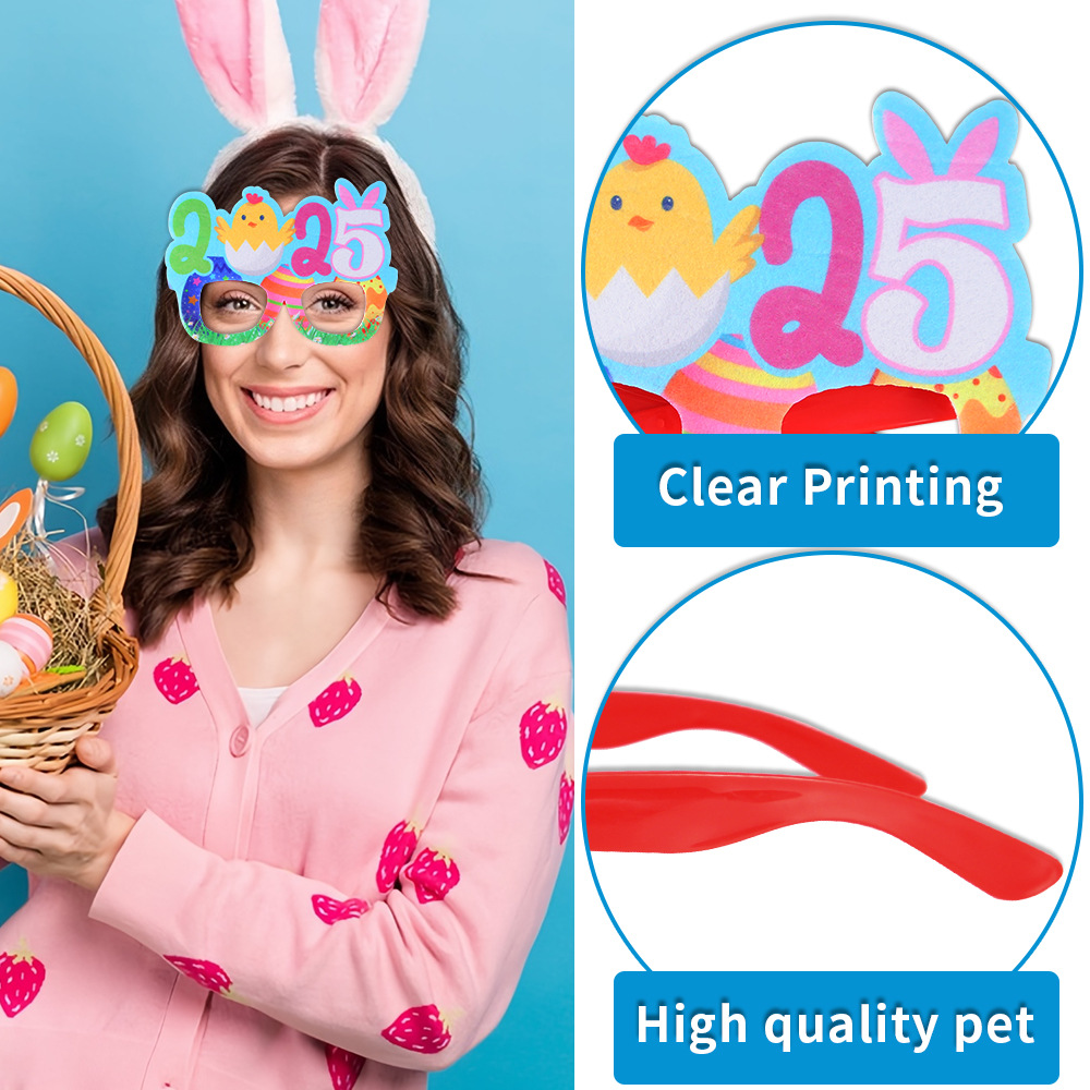 Huevos de Pascua europeos y estadounidenses gafas de conejo fiesta decoración de pollo marco de gafas de dibujos animados para niños accesorios de fotografía