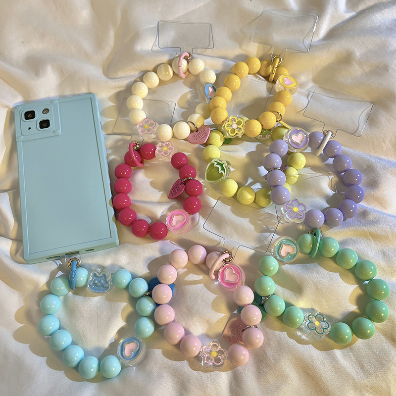 35g Weight Mobile Phone Chain Classification 1 Piece Quantity Daily Occasion Beaded Material Heart Shape, Flower, Strawberry Pattern Epoxy Design Simple Style Style 1 Piece Simple Style Heart Shape Flower Strawberry Beaded Epoxy Mobile Phone Chain 无