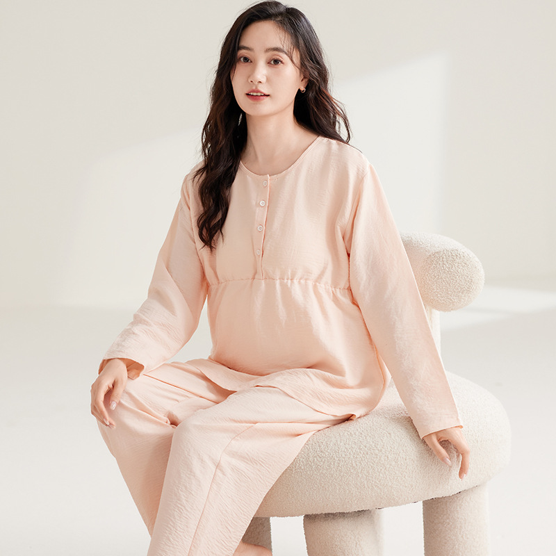 임산부 구름면 잠옷 흉부 패드 루나 산후 간호 세트 봄과 가을 임산부 가정 옷