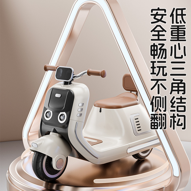 Niños coche eléctrico de tres ruedas motocicleta niñas varones coche de batería para niños se puede sentar coche de juguete de control remoto