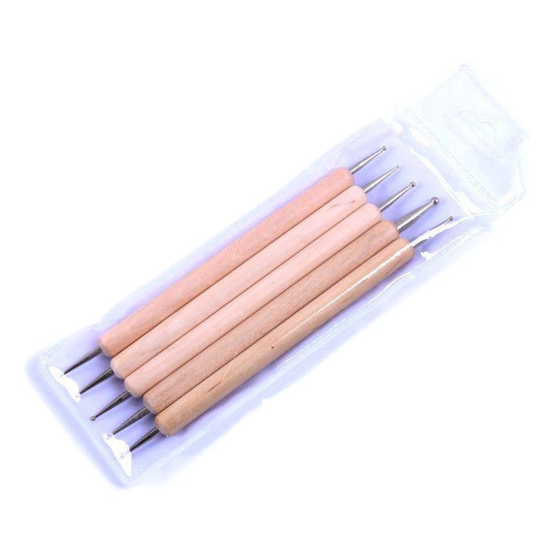 Nail art drill pen double wooden rod flower pen nail polish pull line Pen Nail Polish glue brush 5 nail art set