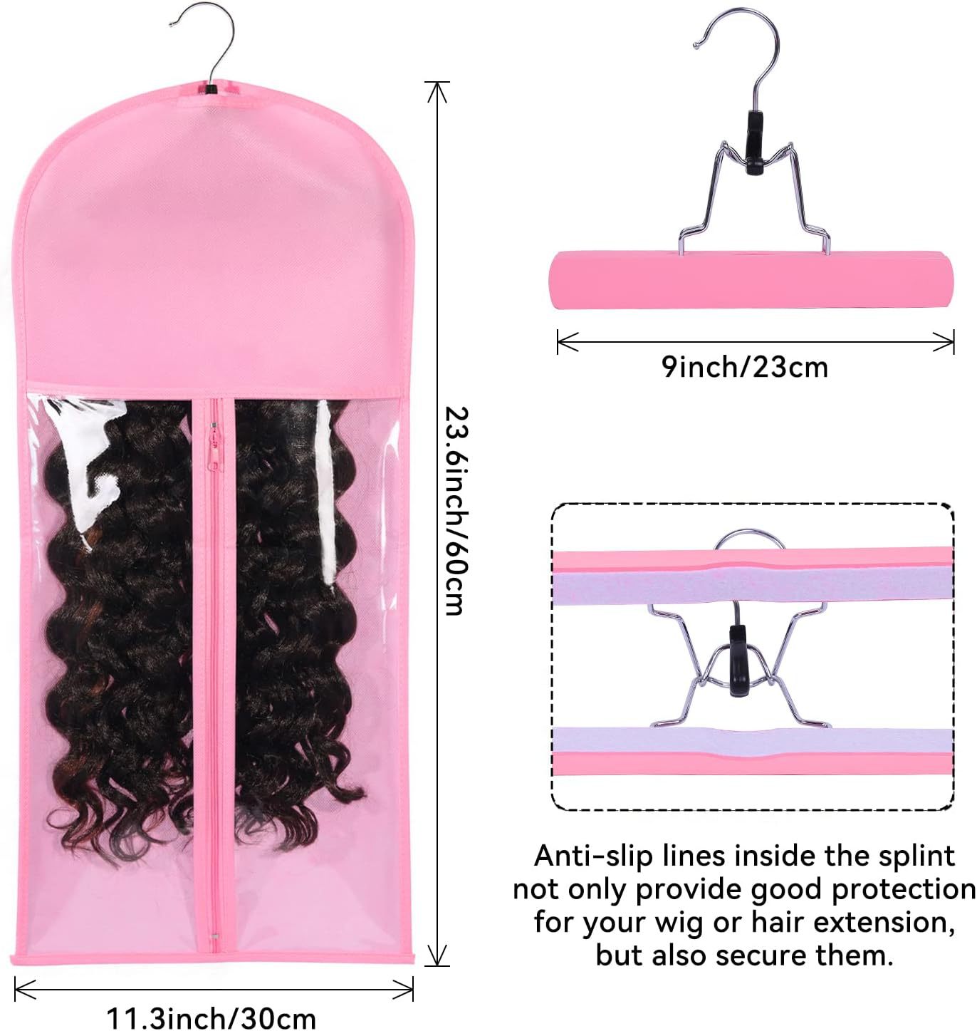 Peruca de almacenamiento gancho colgante sombrero cabeza de brazo negro transfronterizo accesorios negros conjunto de herramientas bolsa de polvo